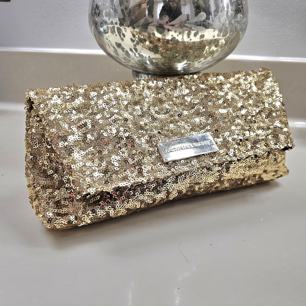 Victoria's Secret Sparkling Sequined Gold Clutch
